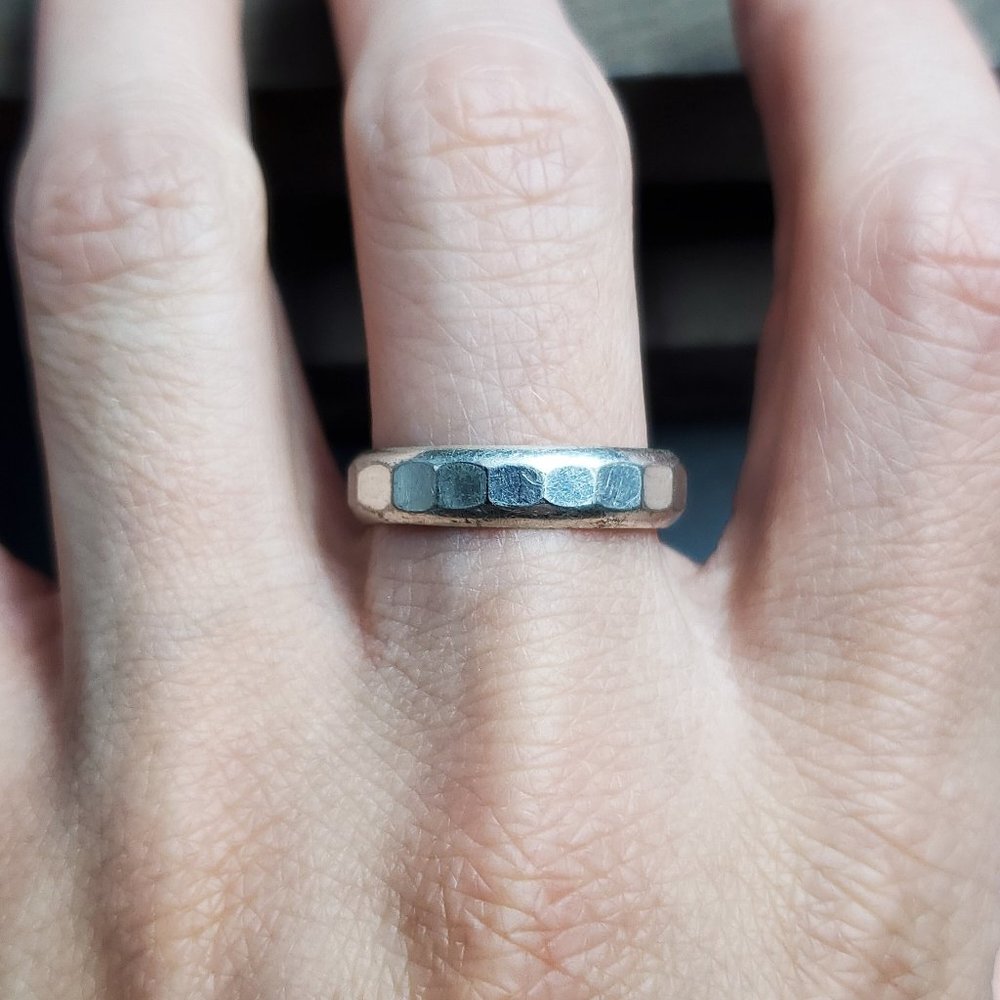 Size 10 Sterling Silver Rustic Flat Edges Cool Ring